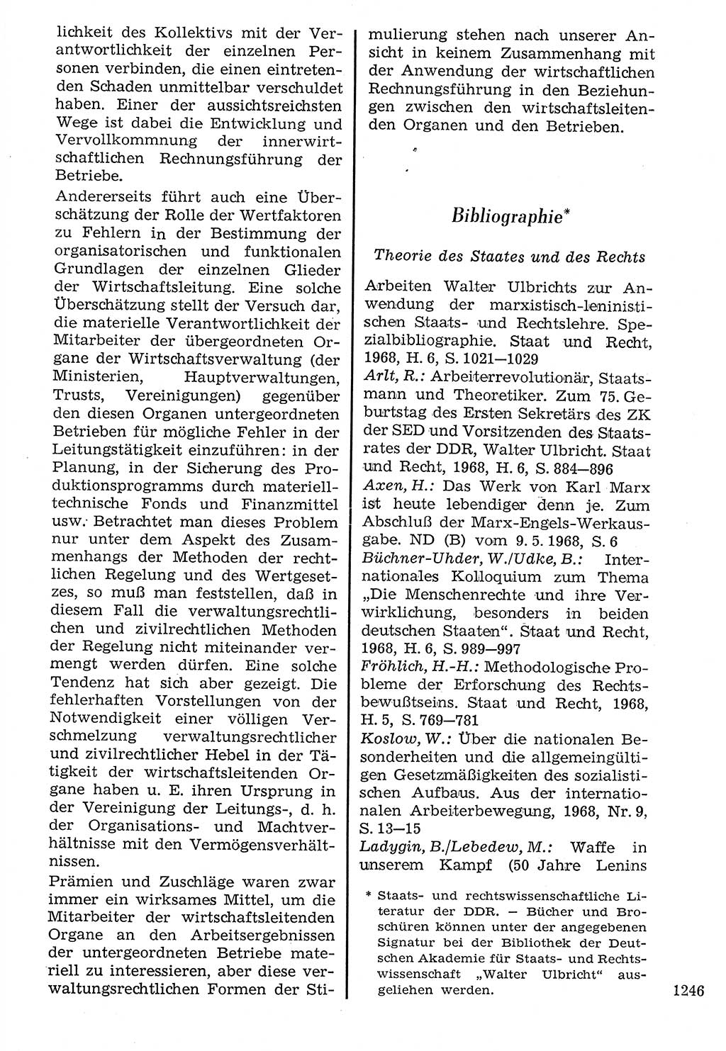 Staat und Recht (StuR), 17. Jahrgang [Deutsche Demokratische Republik (DDR)] 1968, Seite 1246 (StuR DDR 1968, S. 1246)