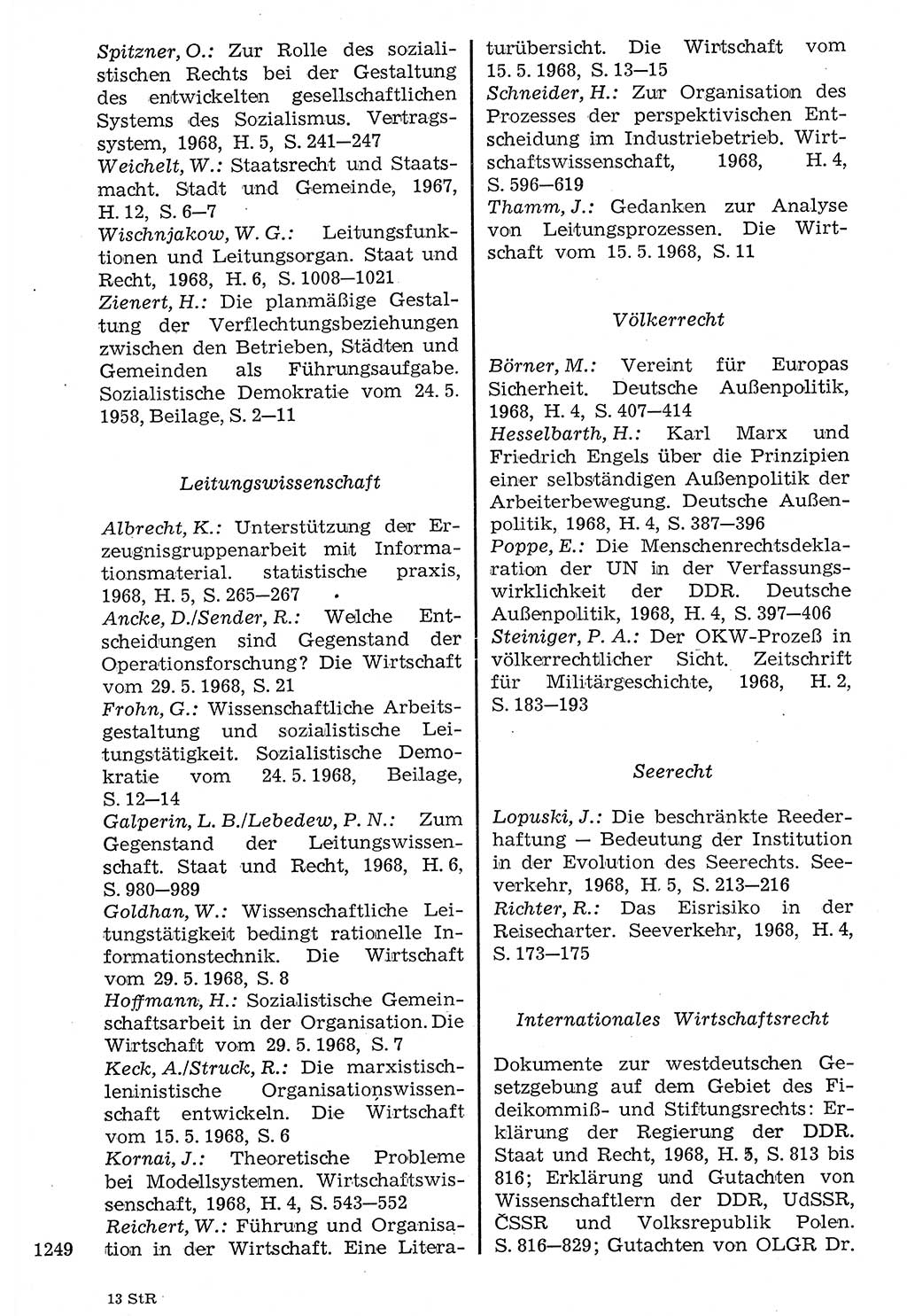 Staat und Recht (StuR), 17. Jahrgang [Deutsche Demokratische Republik (DDR)] 1968, Seite 1249 (StuR DDR 1968, S. 1249)