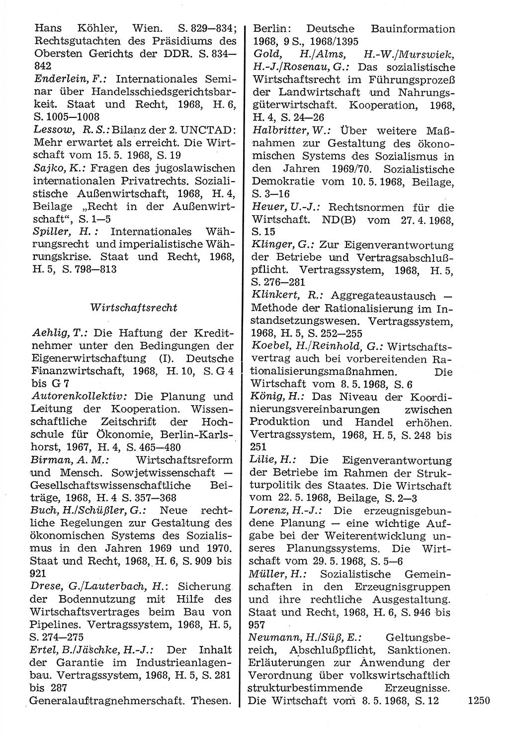 Staat und Recht (StuR), 17. Jahrgang [Deutsche Demokratische Republik (DDR)] 1968, Seite 1250 (StuR DDR 1968, S. 1250)