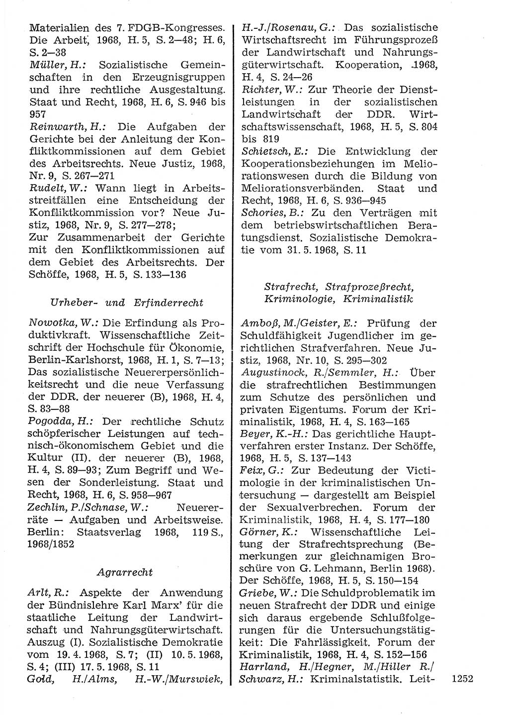Staat und Recht (StuR), 17. Jahrgang [Deutsche Demokratische Republik (DDR)] 1968, Seite 1252 (StuR DDR 1968, S. 1252)