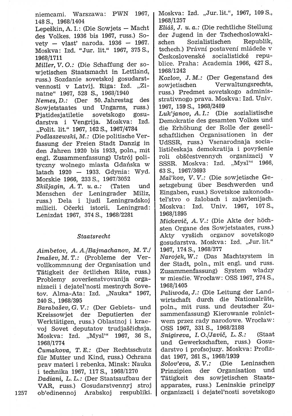 Staat und Recht (StuR), 17. Jahrgang [Deutsche Demokratische Republik (DDR)] 1968, Seite 1257 (StuR DDR 1968, S. 1257)