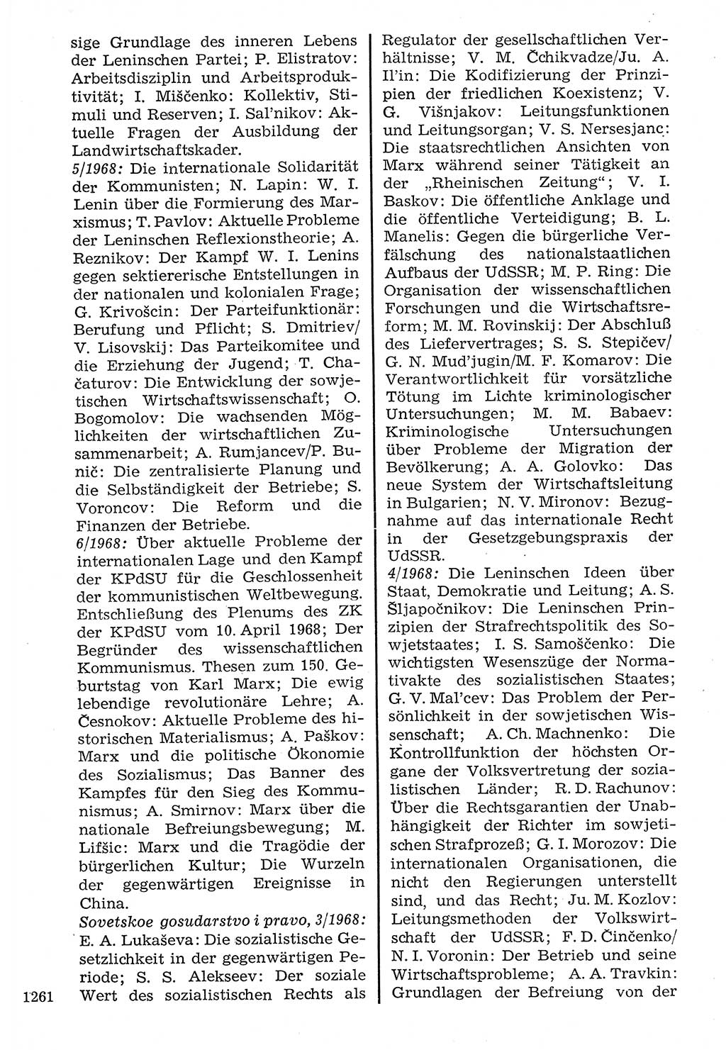 Staat und Recht (StuR), 17. Jahrgang [Deutsche Demokratische Republik (DDR)] 1968, Seite 1261 (StuR DDR 1968, S. 1261)