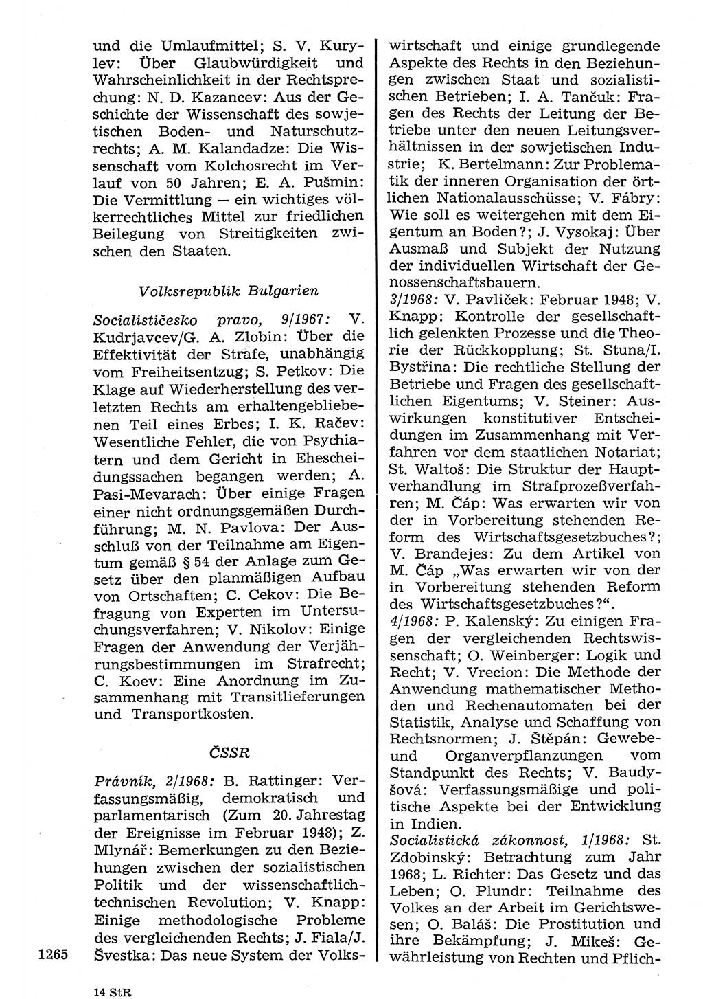 Staat und Recht (StuR), 17. Jahrgang [Deutsche Demokratische Republik (DDR)] 1968, Seite 1265 (StuR DDR 1968, S. 1265)