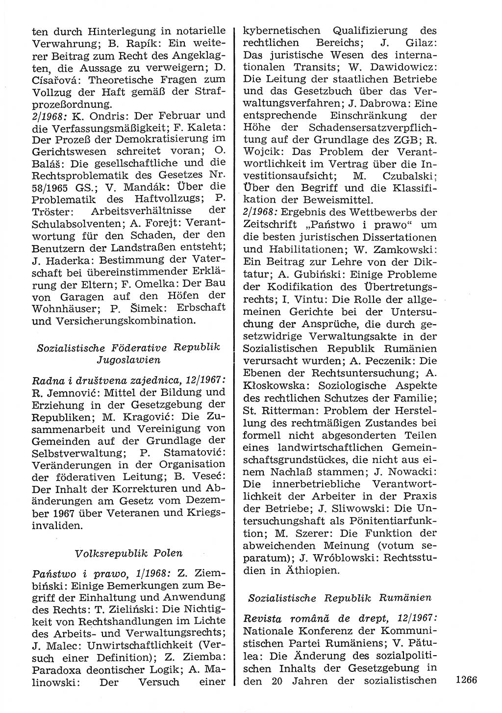 Staat und Recht (StuR), 17. Jahrgang [Deutsche Demokratische Republik (DDR)] 1968, Seite 1266 (StuR DDR 1968, S. 1266)