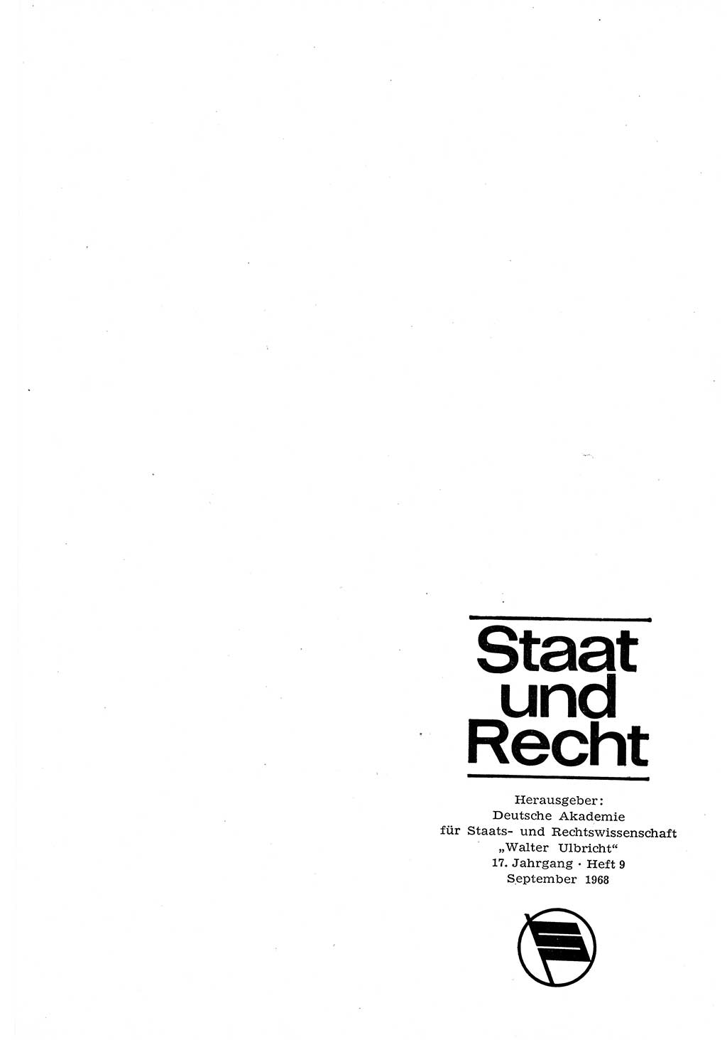 Staat und Recht (StuR), 17. Jahrgang [Deutsche Demokratische Republik (DDR)] 1968, Seite 1281 (StuR DDR 1968, S. 1281)