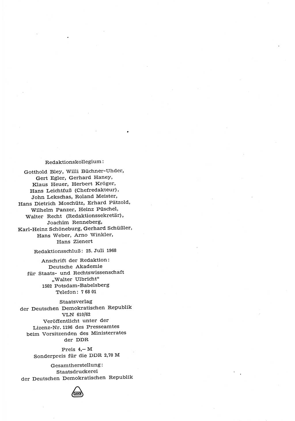 Staat und Recht (StuR), 17. Jahrgang [Deutsche Demokratische Republik (DDR)] 1968, Seite 1282 (StuR DDR 1968, S. 1282)