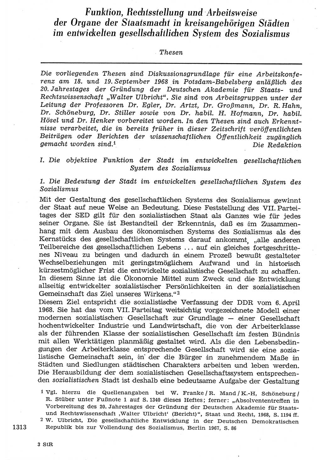 Staat und Recht (StuR), 17. Jahrgang [Deutsche Demokratische Republik (DDR)] 1968, Seite 1313 (StuR DDR 1968, S. 1313)