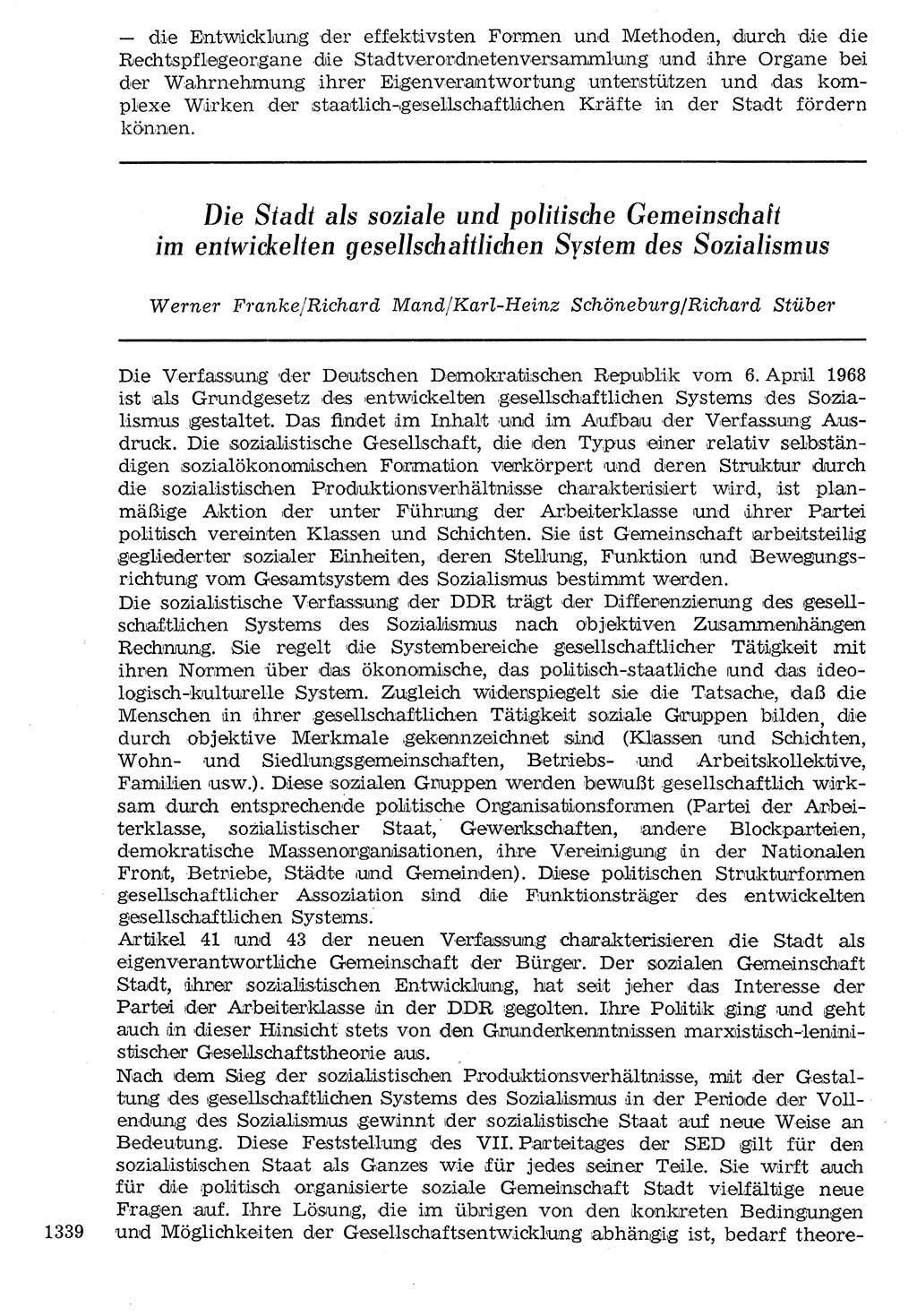 Staat und Recht (StuR), 17. Jahrgang [Deutsche Demokratische Republik (DDR)] 1968, Seite 1339 (StuR DDR 1968, S. 1339)