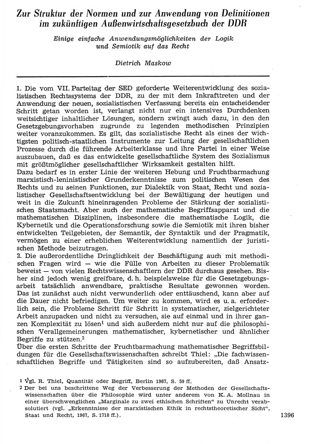 Staat und Recht (StuR), 17. Jahrgang [Deutsche Demokratische Republik (DDR)] 1968, Seite 1396 (StuR DDR 1968, S. 1396)