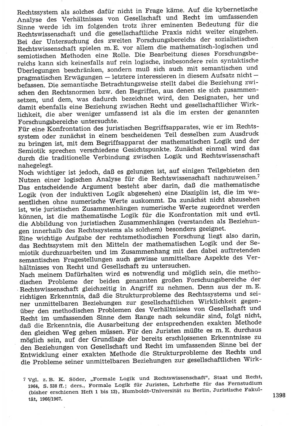 Staat und Recht (StuR), 17. Jahrgang [Deutsche Demokratische Republik (DDR)] 1968, Seite 1398 (StuR DDR 1968, S. 1398)