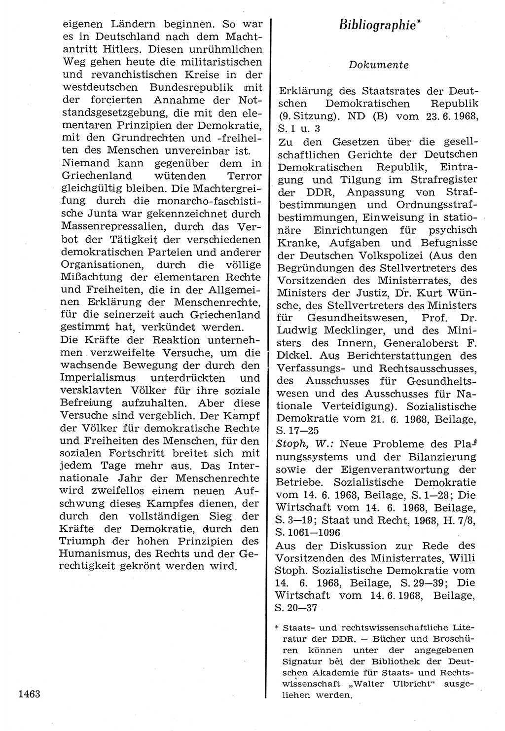 Staat und Recht (StuR), 17. Jahrgang [Deutsche Demokratische Republik (DDR)] 1968, Seite 1463 (StuR DDR 1968, S. 1463)