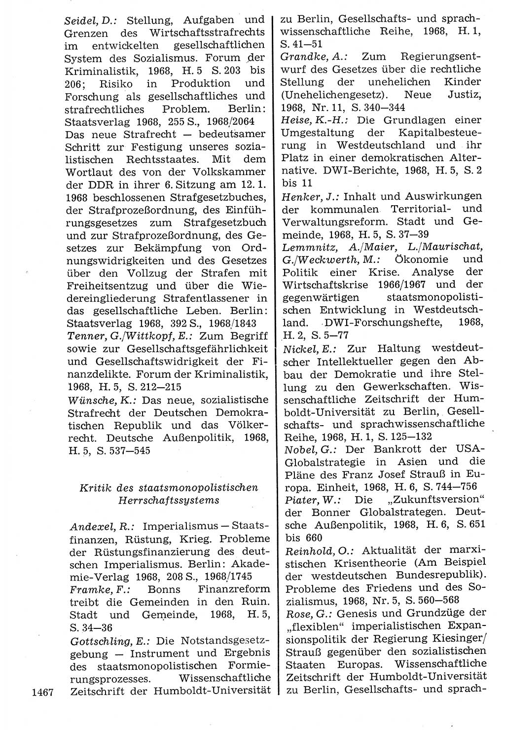 Staat und Recht (StuR), 17. Jahrgang [Deutsche Demokratische Republik (DDR)] 1968, Seite 1467 (StuR DDR 1968, S. 1467)