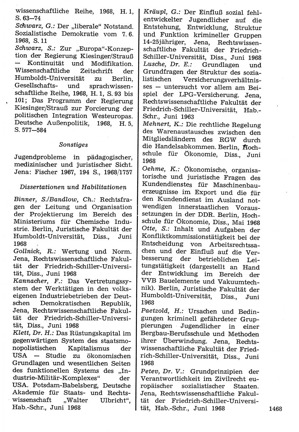 Staat und Recht (StuR), 17. Jahrgang [Deutsche Demokratische Republik (DDR)] 1968, Seite 1468 (StuR DDR 1968, S. 1468)