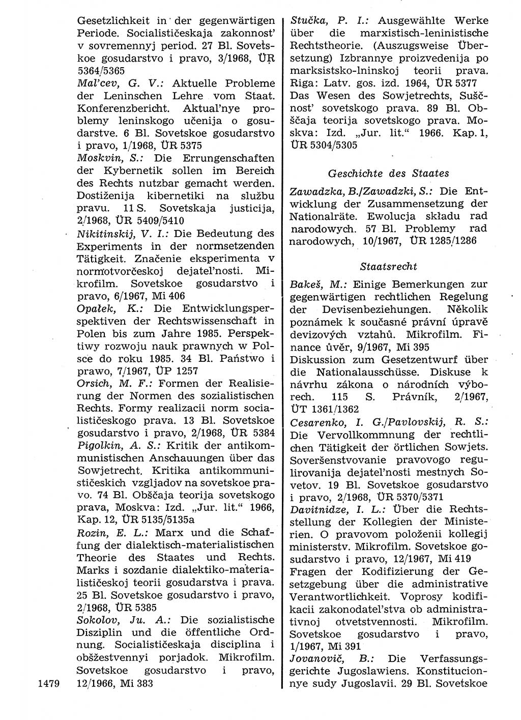 Staat und Recht (StuR), 17. Jahrgang [Deutsche Demokratische Republik (DDR)] 1968, Seite 1479 (StuR DDR 1968, S. 1479)