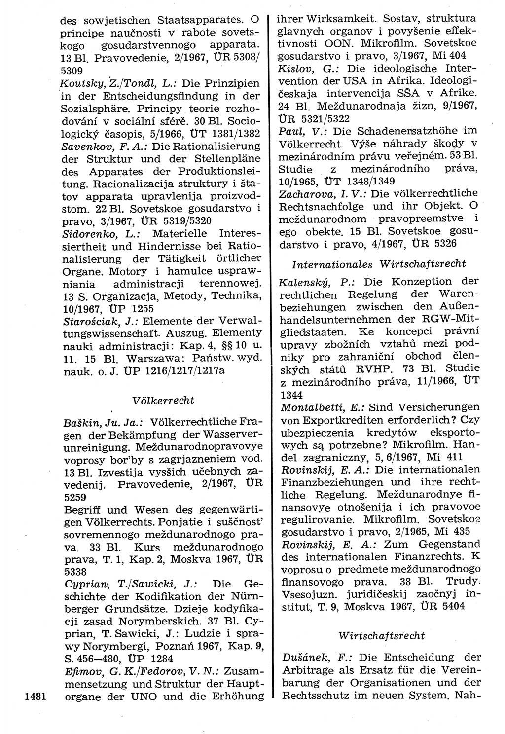 Staat und Recht (StuR), 17. Jahrgang [Deutsche Demokratische Republik (DDR)] 1968, Seite 1481 (StuR DDR 1968, S. 1481)