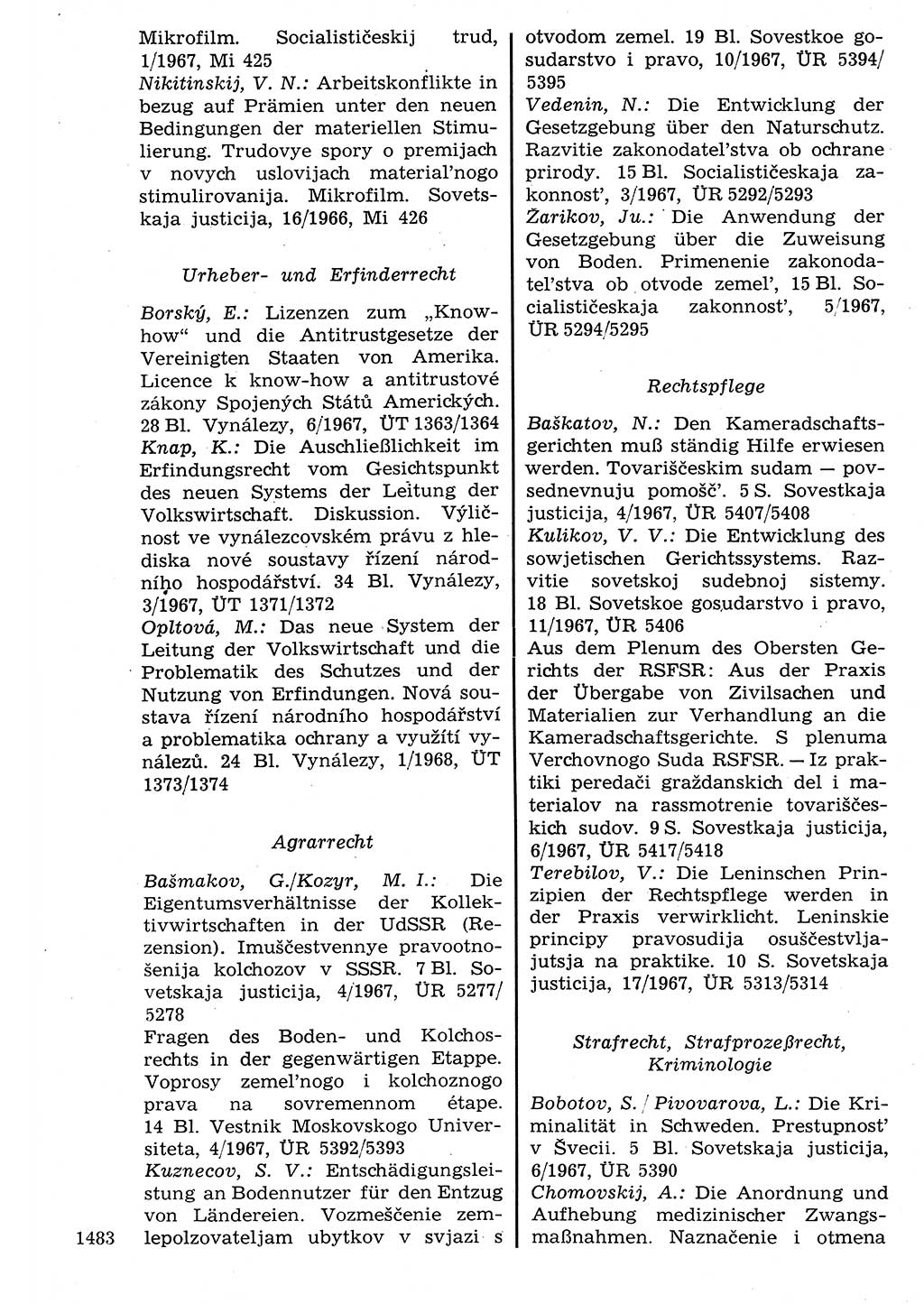 Staat und Recht (StuR), 17. Jahrgang [Deutsche Demokratische Republik (DDR)] 1968, Seite 1483 (StuR DDR 1968, S. 1483)