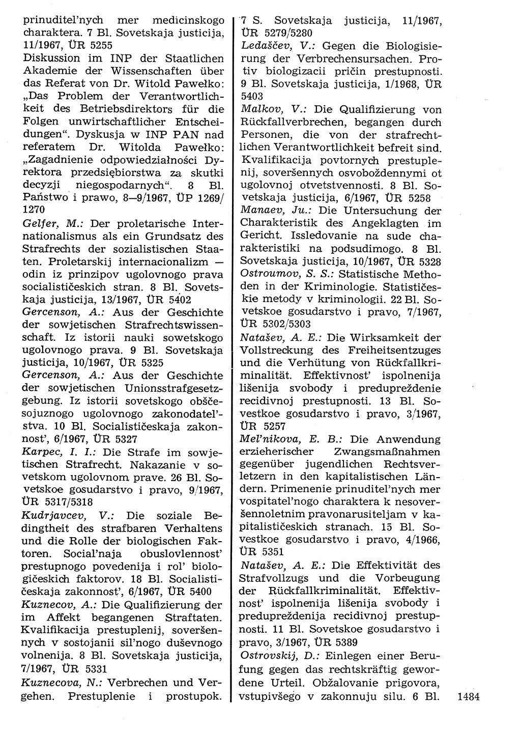 Staat und Recht (StuR), 17. Jahrgang [Deutsche Demokratische Republik (DDR)] 1968, Seite 1484 (StuR DDR 1968, S. 1484)
