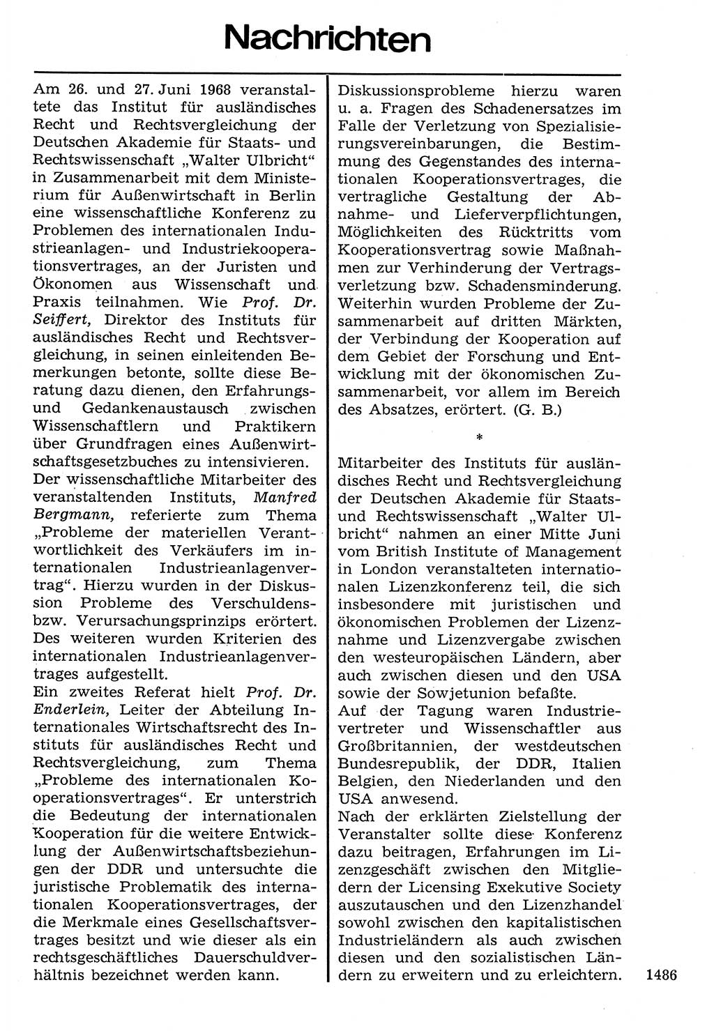 Staat und Recht (StuR), 17. Jahrgang [Deutsche Demokratische Republik (DDR)] 1968, Seite 1486 (StuR DDR 1968, S. 1486)