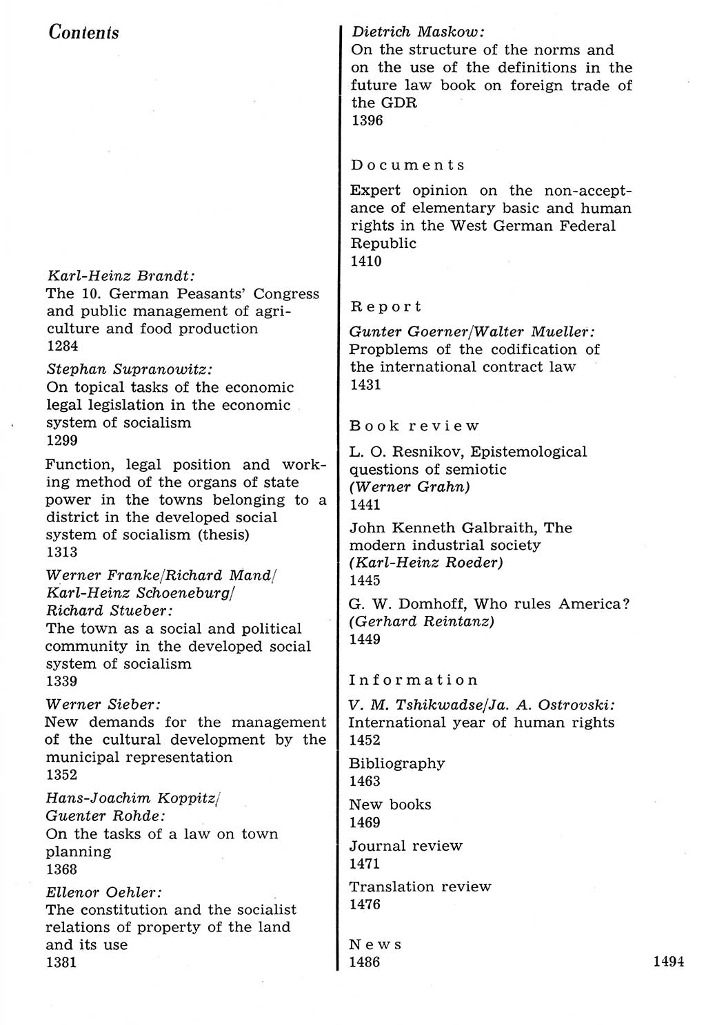 Staat und Recht (StuR), 17. Jahrgang [Deutsche Demokratische Republik (DDR)] 1968, Seite 1494 (StuR DDR 1968, S. 1494)