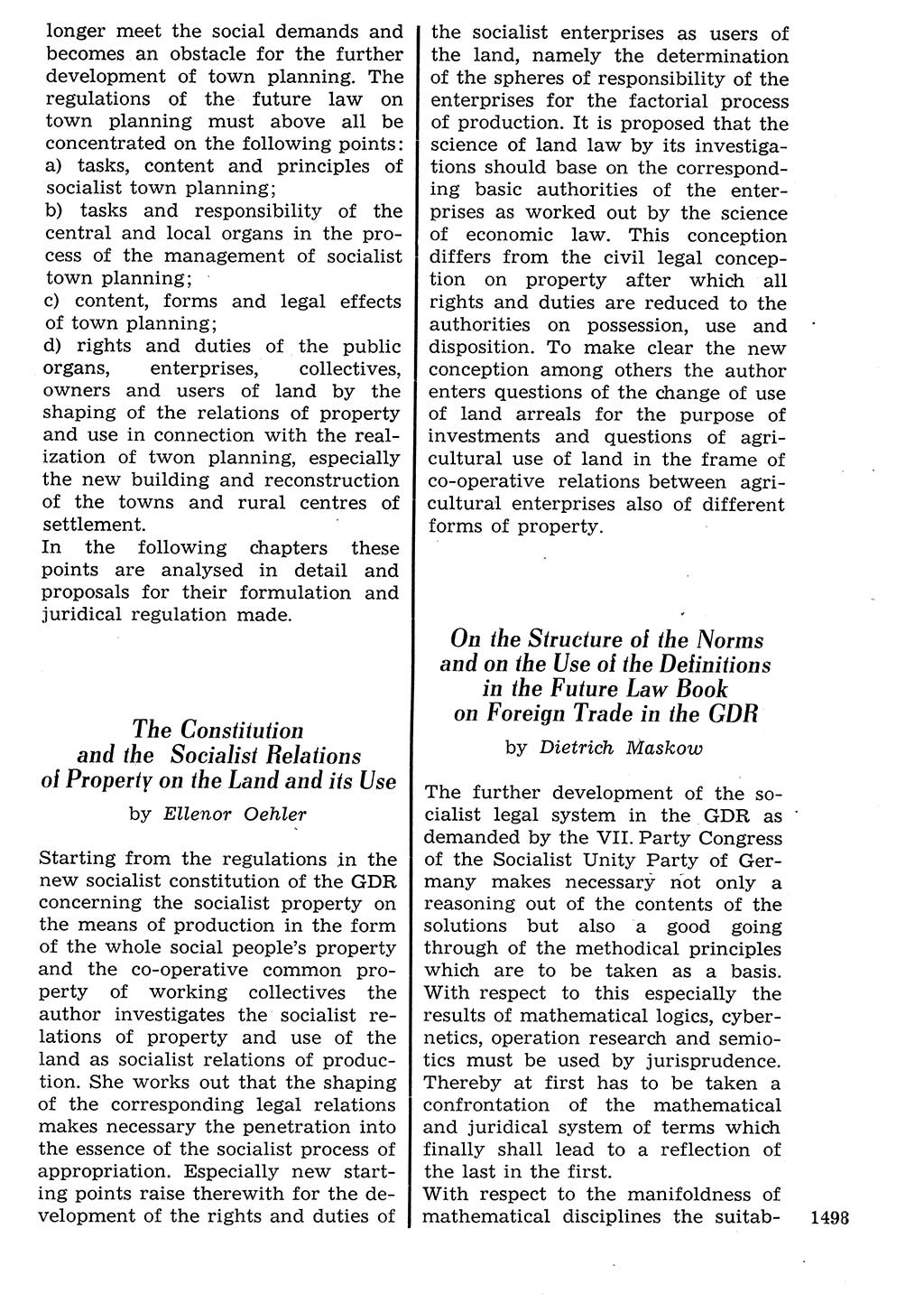 Staat und Recht (StuR), 17. Jahrgang [Deutsche Demokratische Republik (DDR)] 1968, Seite 1498 (StuR DDR 1968, S. 1498)