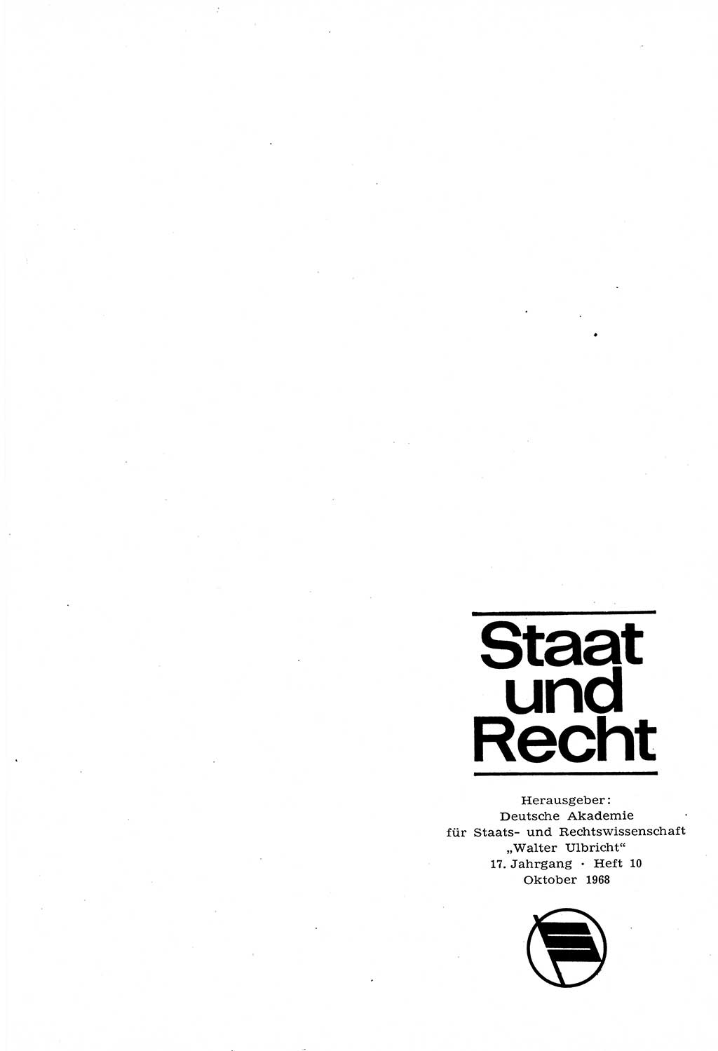 Staat und Recht (StuR), 17. Jahrgang [Deutsche Demokratische Republik (DDR)] 1968, Seite 1505 (StuR DDR 1968, S. 1505)