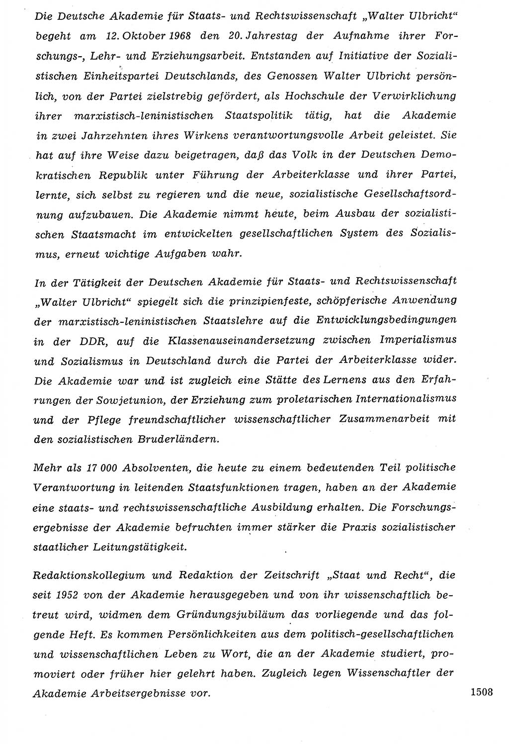 Staat und Recht (StuR), 17. Jahrgang [Deutsche Demokratische Republik (DDR)] 1968, Seite 1508 (StuR DDR 1968, S. 1508)