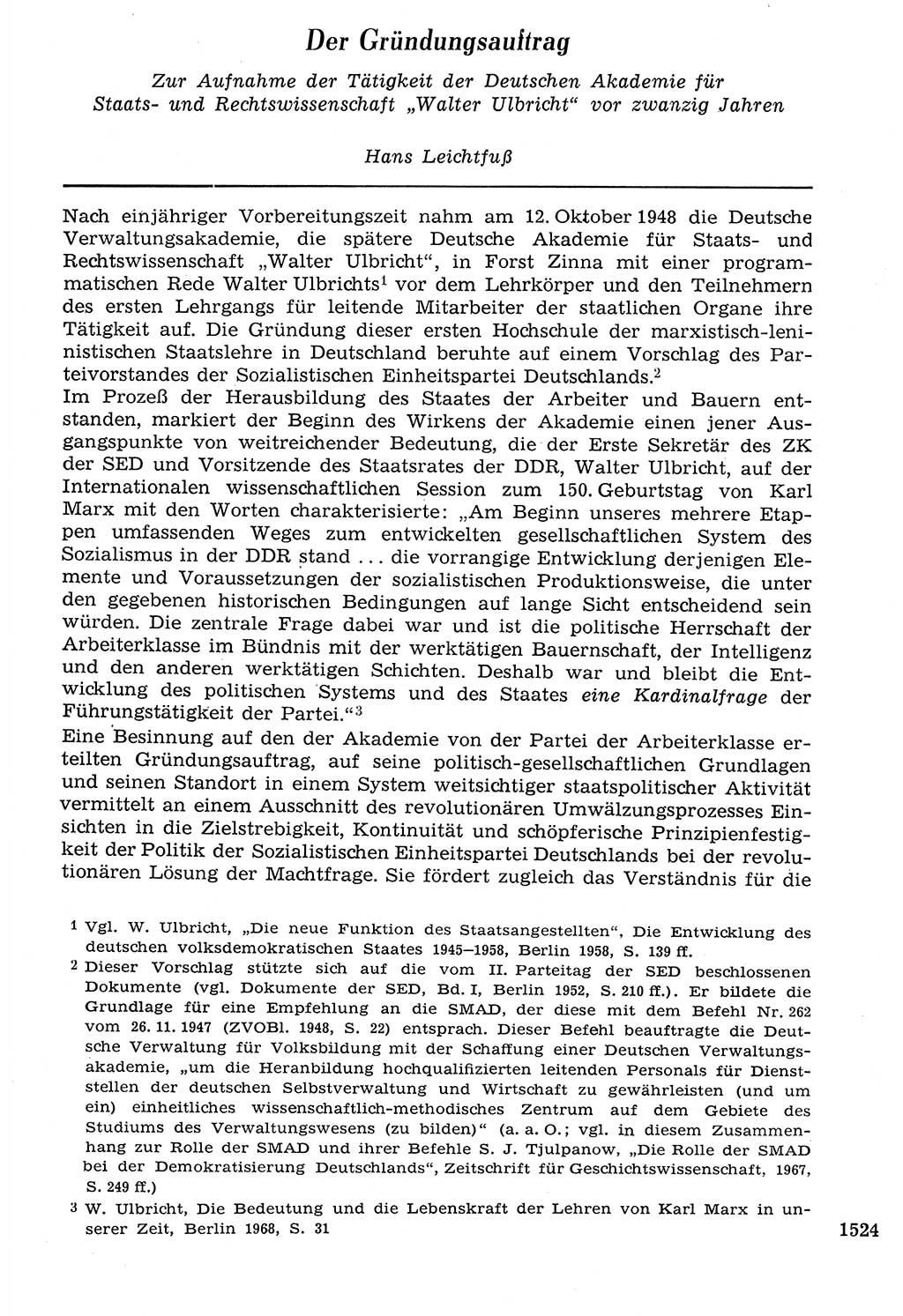 Staat und Recht (StuR), 17. Jahrgang [Deutsche Demokratische Republik (DDR)] 1968, Seite 1524 (StuR DDR 1968, S. 1524)