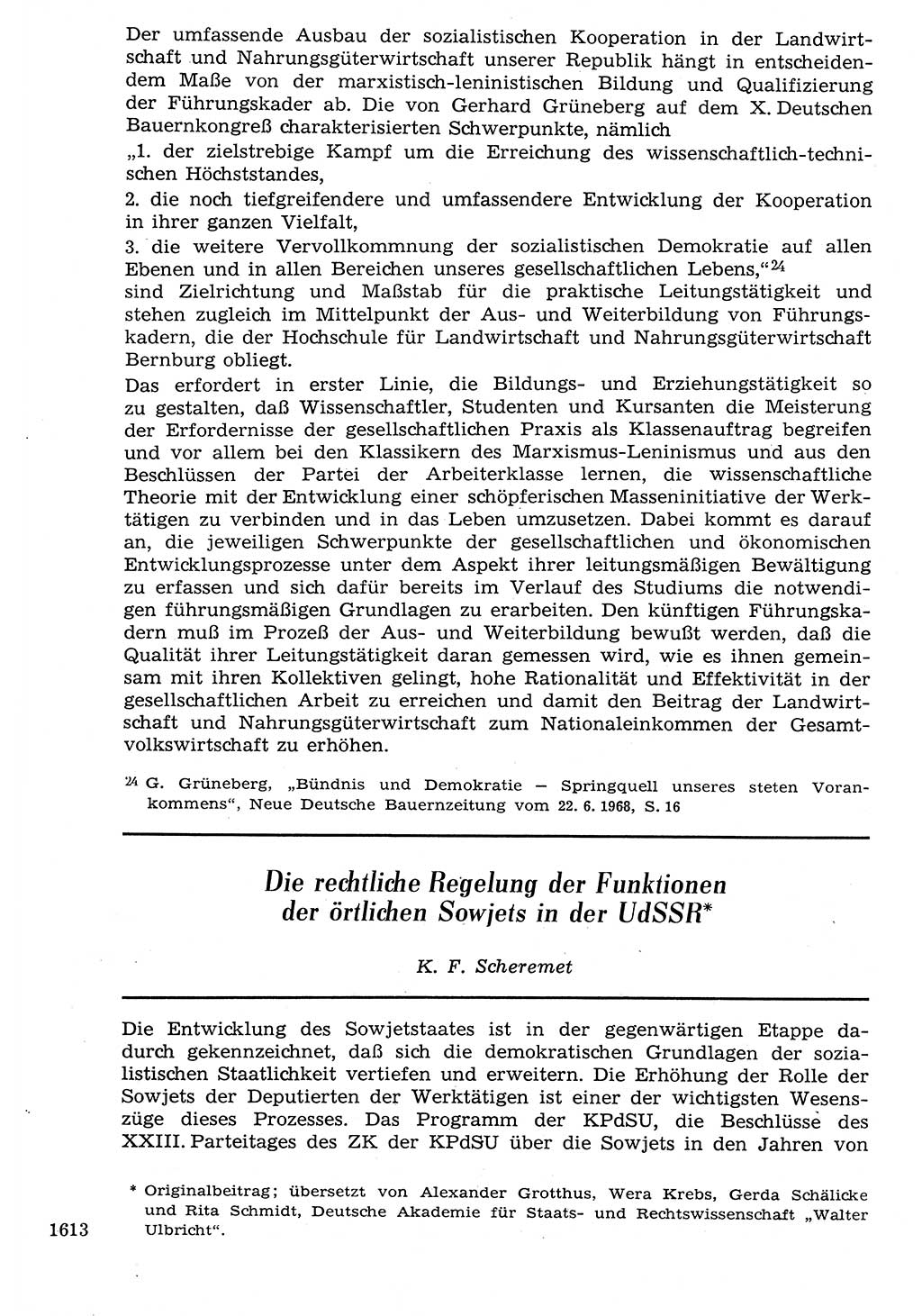Staat und Recht (StuR), 17. Jahrgang [Deutsche Demokratische Republik (DDR)] 1968, Seite 1613 (StuR DDR 1968, S. 1613)