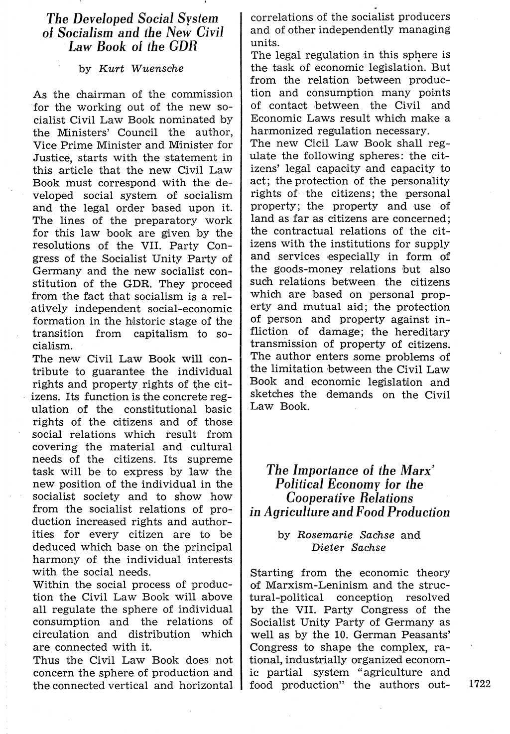 Staat und Recht (StuR), 17. Jahrgang [Deutsche Demokratische Republik (DDR)] 1968, Seite 1722 (StuR DDR 1968, S. 1722)