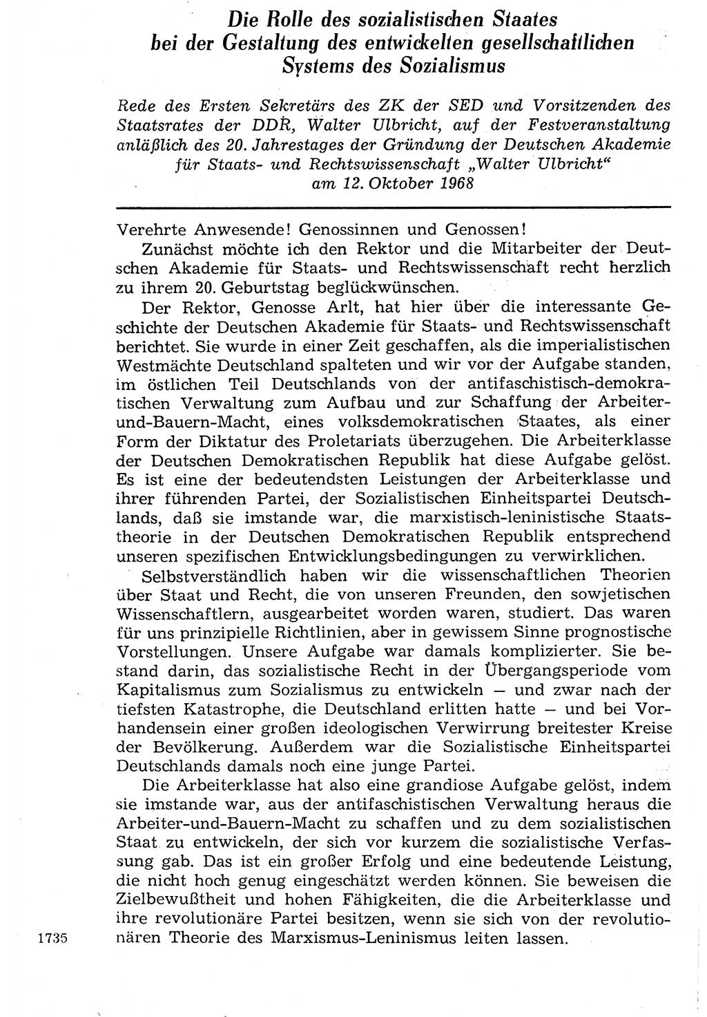 Staat und Recht (StuR), 17. Jahrgang [Deutsche Demokratische Republik (DDR)] 1968, Seite 1735 (StuR DDR 1968, S. 1735)