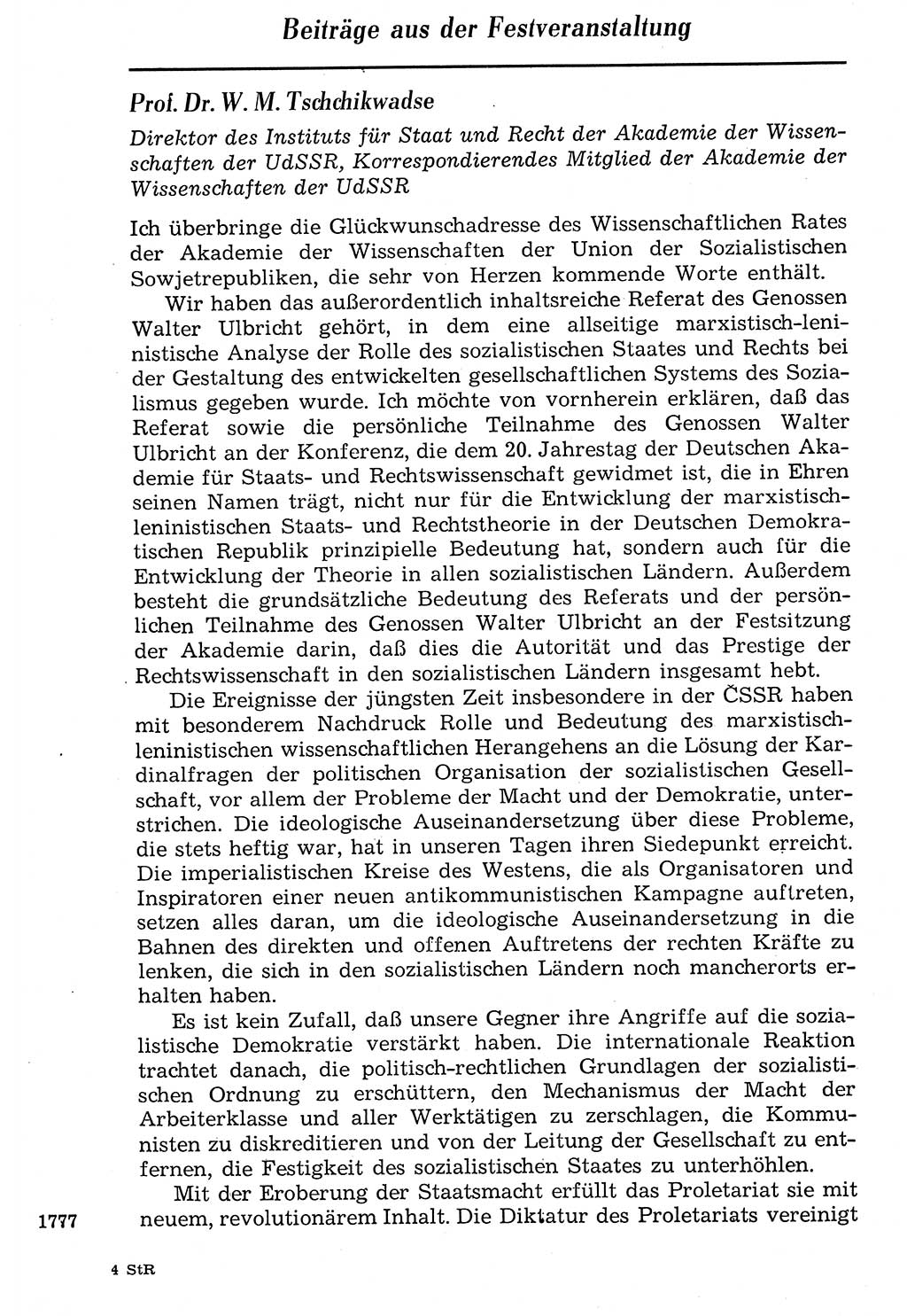 Staat und Recht (StuR), 17. Jahrgang [Deutsche Demokratische Republik (DDR)] 1968, Seite 1777 (StuR DDR 1968, S. 1777)