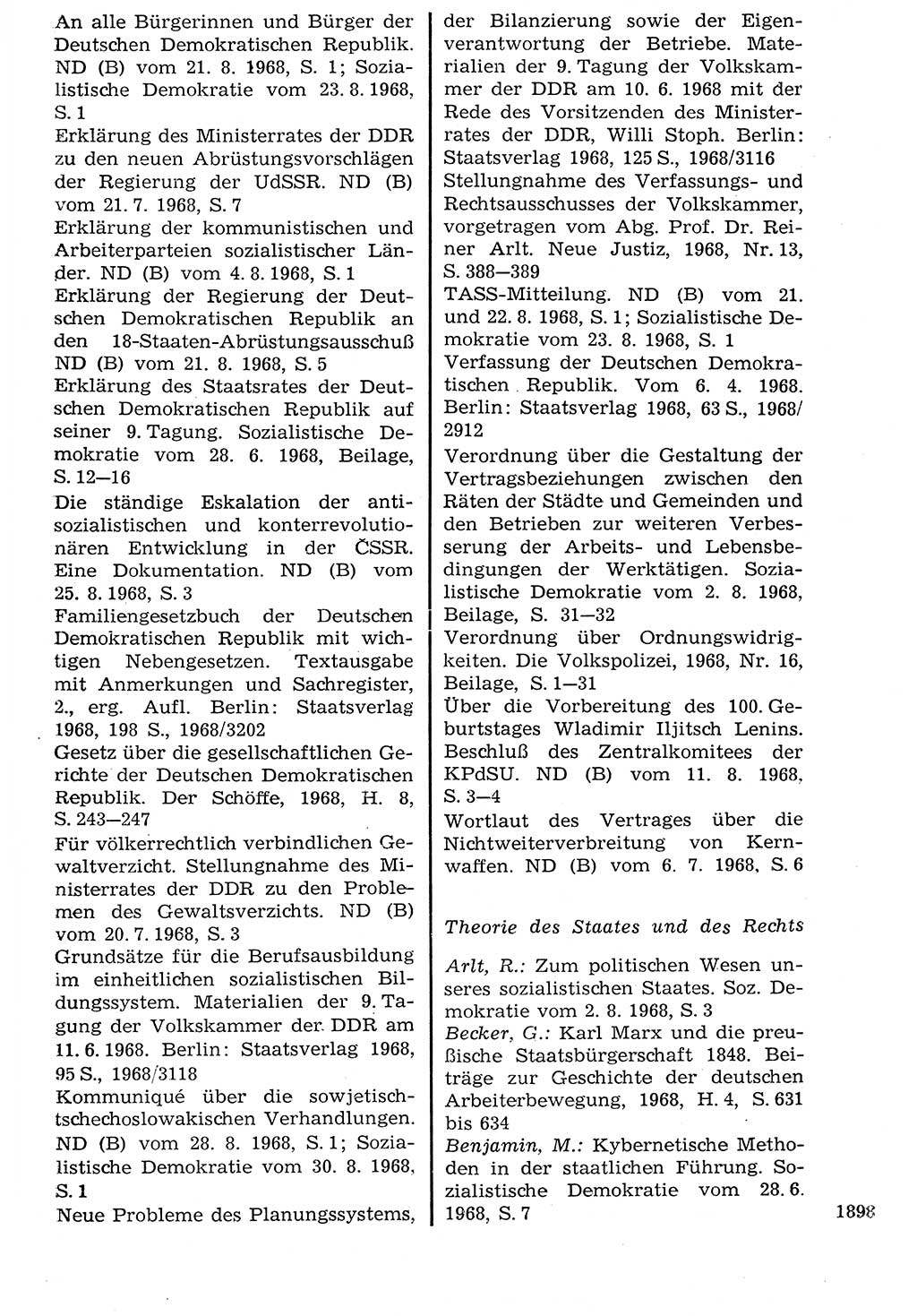 Staat und Recht (StuR), 17. Jahrgang [Deutsche Demokratische Republik (DDR)] 1968, Seite 1898 (StuR DDR 1968, S. 1898)