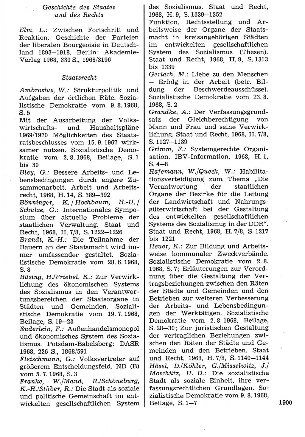 Staat und Recht (StuR), 17. Jahrgang [Deutsche Demokratische Republik (DDR)] 1968, Seite 1900 (StuR DDR 1968, S. 1900)