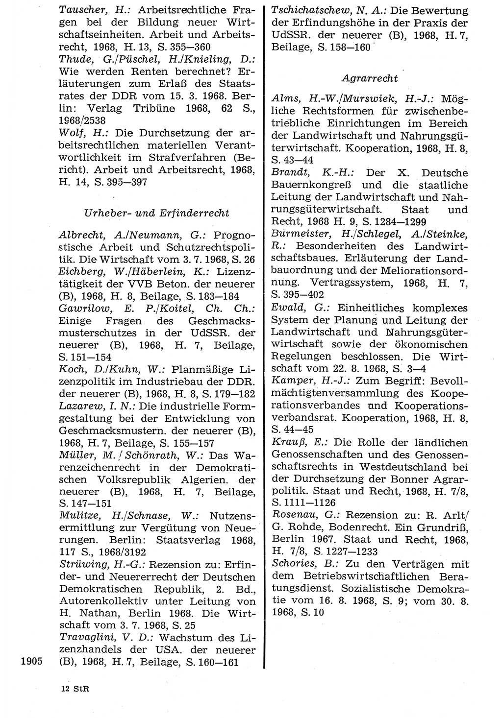 Staat und Recht (StuR), 17. Jahrgang [Deutsche Demokratische Republik (DDR)] 1968, Seite 1905 (StuR DDR 1968, S. 1905)