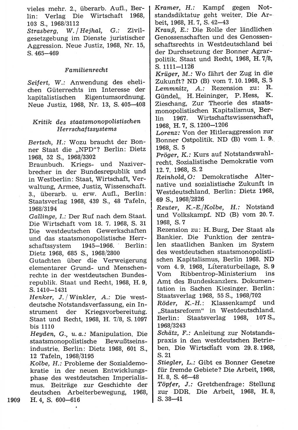 Staat und Recht (StuR), 17. Jahrgang [Deutsche Demokratische Republik (DDR)] 1968, Seite 1909 (StuR DDR 1968, S. 1909)