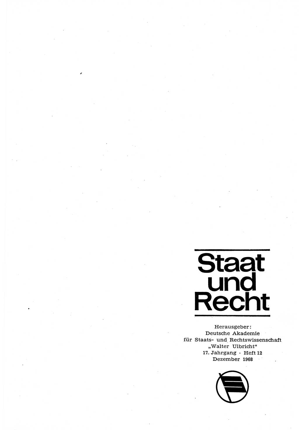 Staat und Recht (StuR), 17. Jahrgang [Deutsche Demokratische Republik (DDR)] 1968, Seite 1921 (StuR DDR 1968, S. 1921)