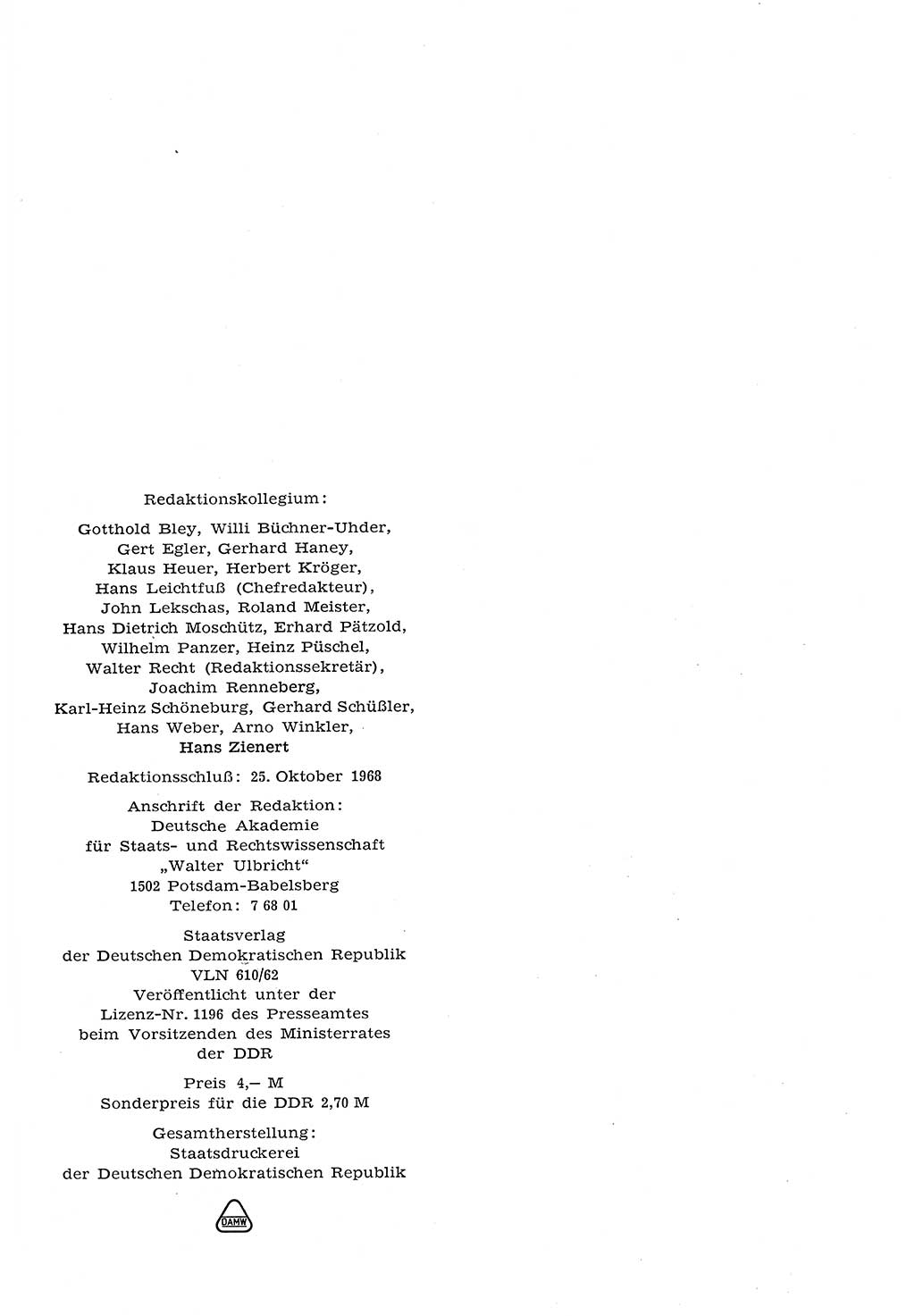 Staat und Recht (StuR), 17. Jahrgang [Deutsche Demokratische Republik (DDR)] 1968, Seite 1922 (StuR DDR 1968, S. 1922)