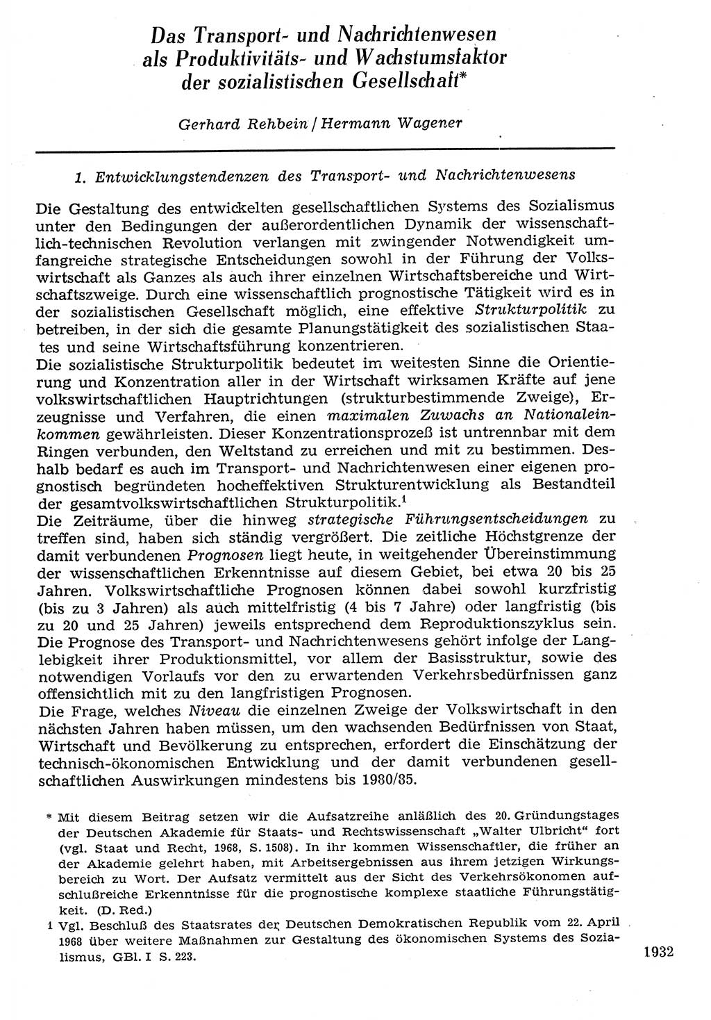 Staat und Recht (StuR), 17. Jahrgang [Deutsche Demokratische Republik (DDR)] 1968, Seite 1932 (StuR DDR 1968, S. 1932)
