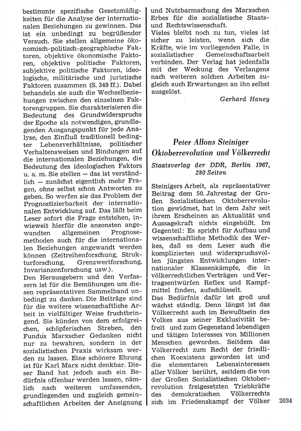 Staat und Recht (StuR), 17. Jahrgang [Deutsche Demokratische Republik (DDR)] 1968, Seite 2034 (StuR DDR 1968, S. 2034)