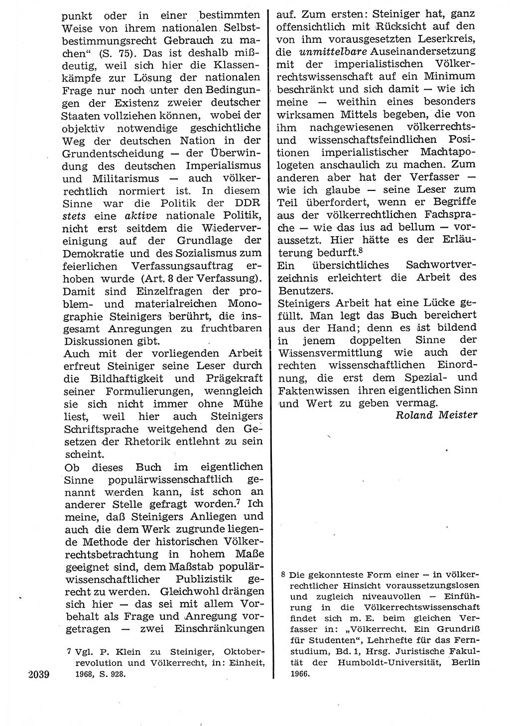Staat und Recht (StuR), 17. Jahrgang [Deutsche Demokratische Republik (DDR)] 1968, Seite 2039 (StuR DDR 1968, S. 2039)