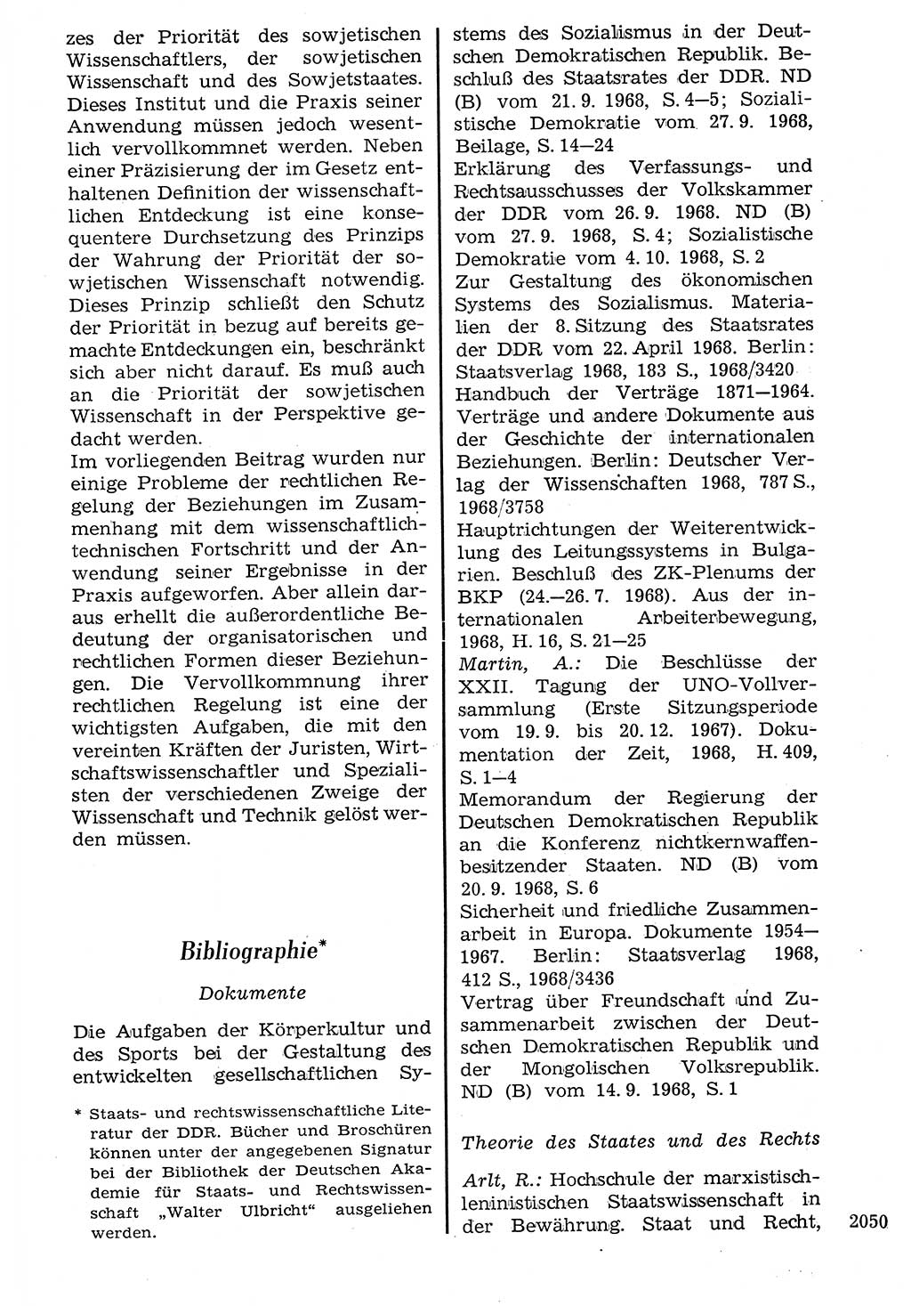 Staat und Recht (StuR), 17. Jahrgang [Deutsche Demokratische Republik (DDR)] 1968, Seite 2050 (StuR DDR 1968, S. 2050)