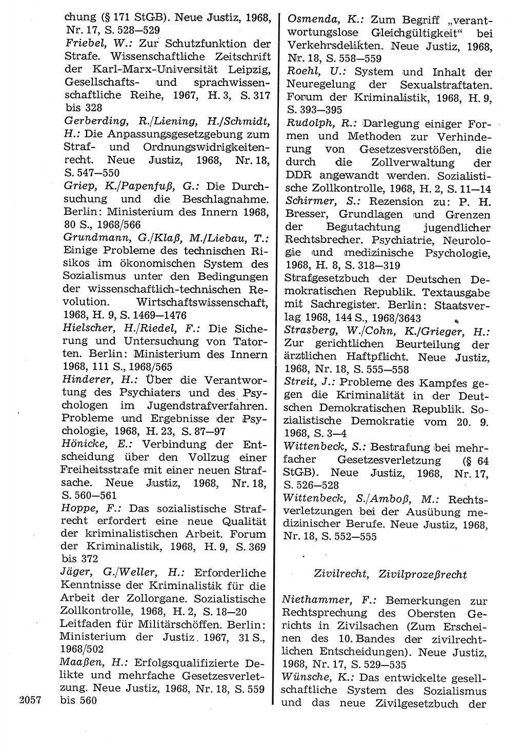 Staat und Recht (StuR), 17. Jahrgang [Deutsche Demokratische Republik (DDR)] 1968, Seite 2057 (StuR DDR 1968, S. 2057)