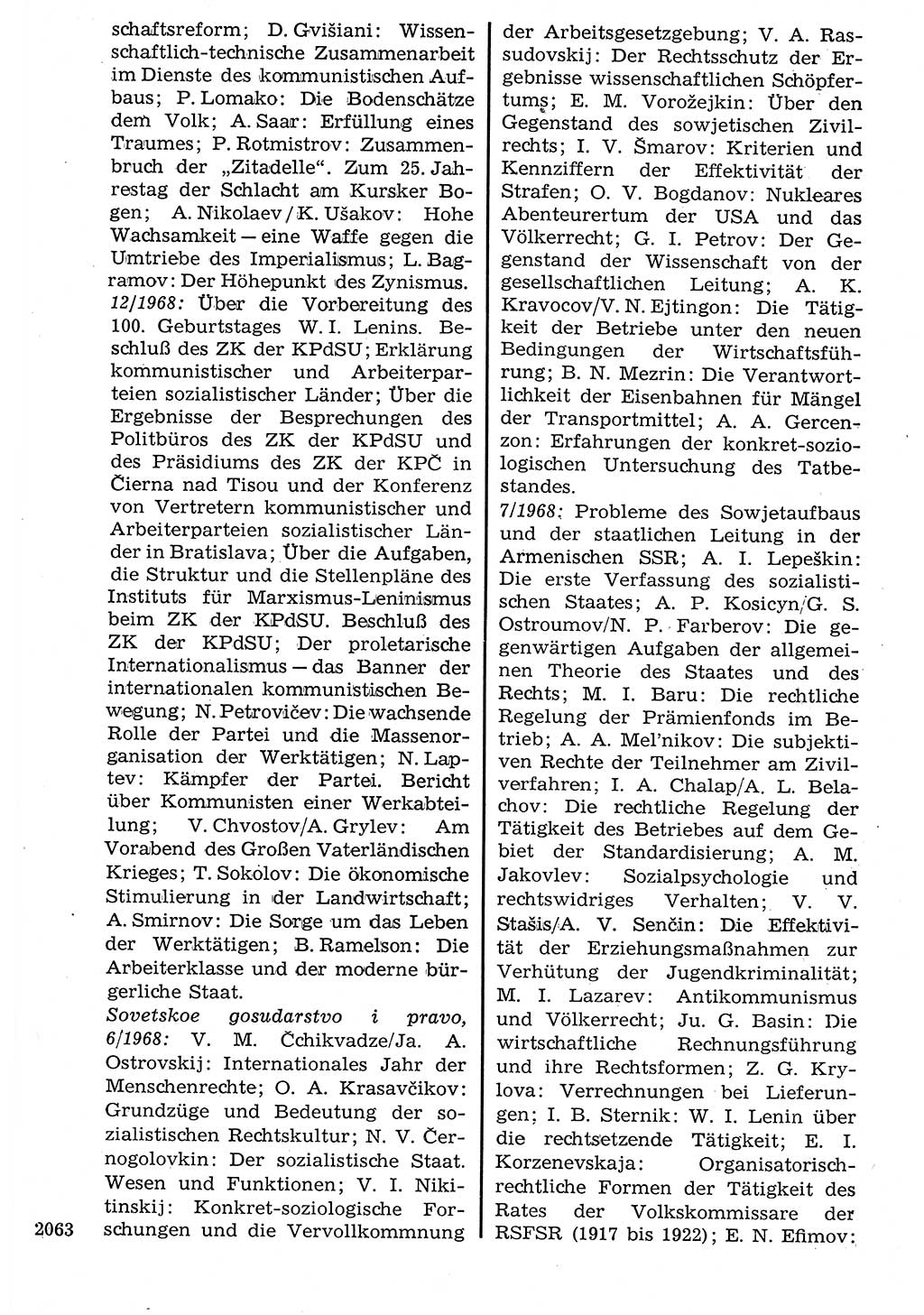 Staat und Recht (StuR), 17. Jahrgang [Deutsche Demokratische Republik (DDR)] 1968, Seite 2063 (StuR DDR 1968, S. 2063)