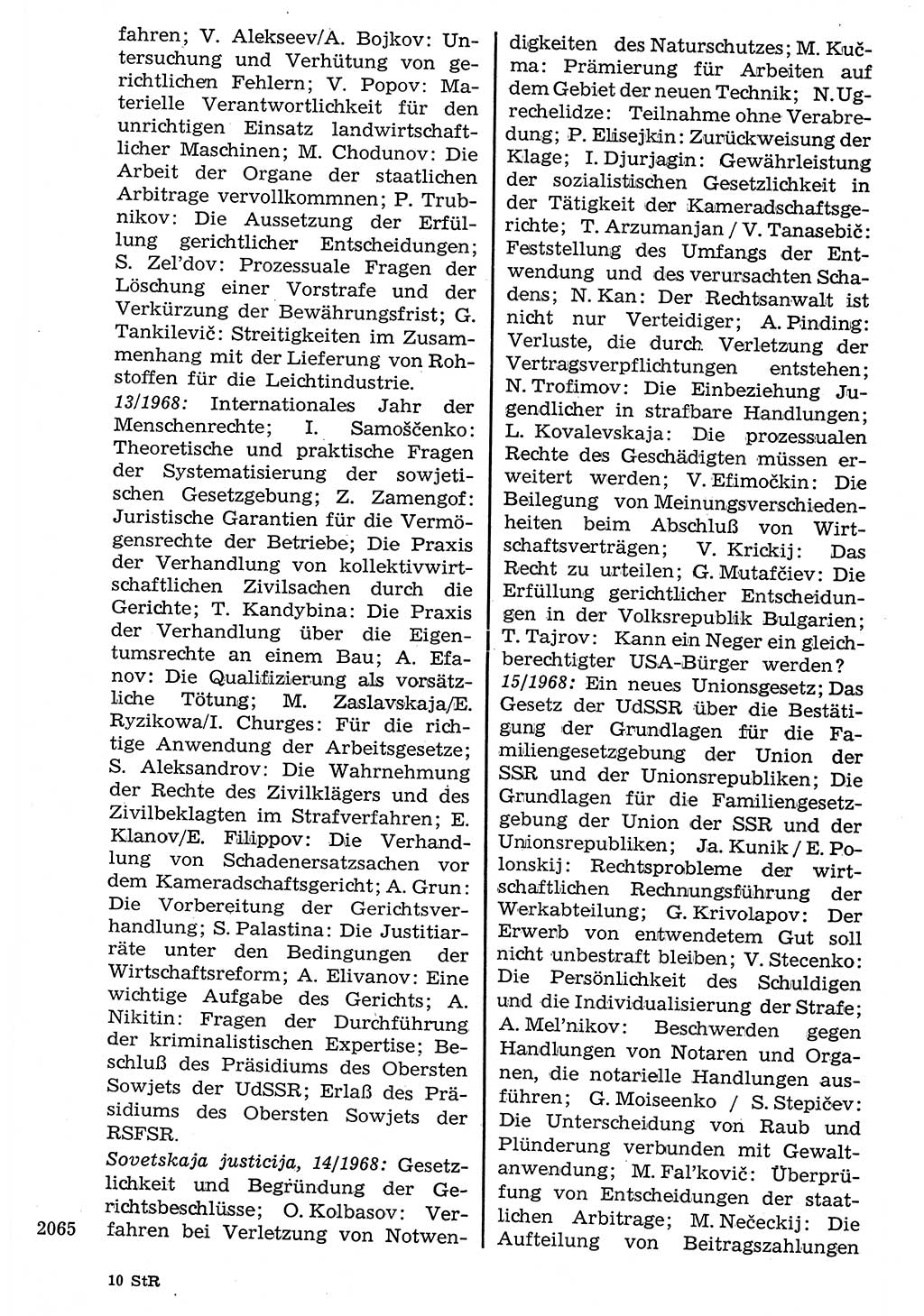 Staat und Recht (StuR), 17. Jahrgang [Deutsche Demokratische Republik (DDR)] 1968, Seite 2065 (StuR DDR 1968, S. 2065)