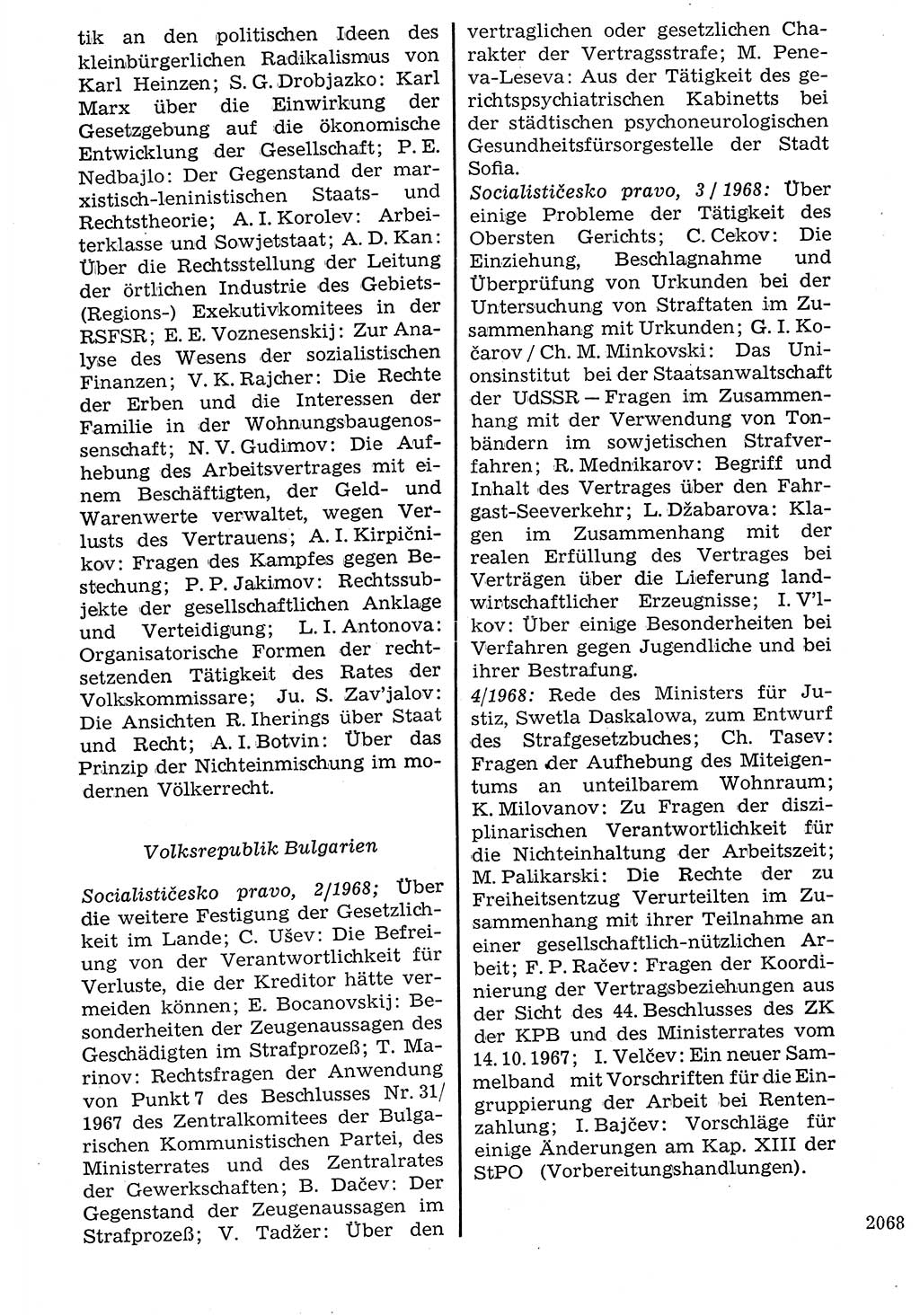 Staat und Recht (StuR), 17. Jahrgang [Deutsche Demokratische Republik (DDR)] 1968, Seite 2068 (StuR DDR 1968, S. 2068)