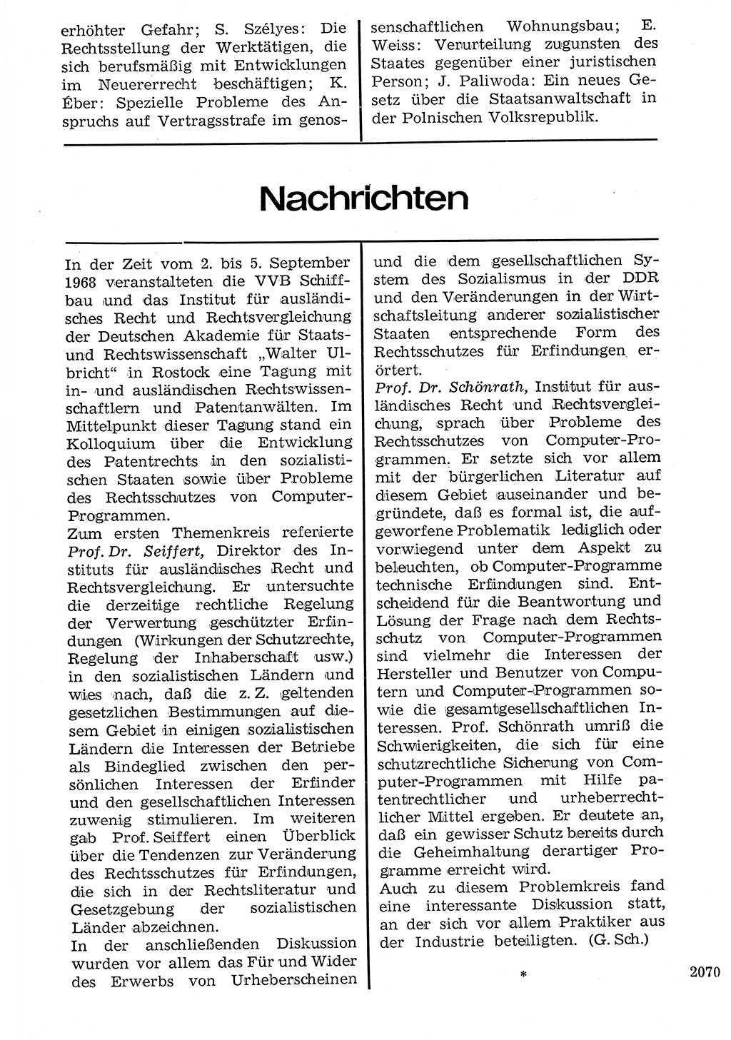 Staat und Recht (StuR), 17. Jahrgang [Deutsche Demokratische Republik (DDR)] 1968, Seite 2070 (StuR DDR 1968, S. 2070)
