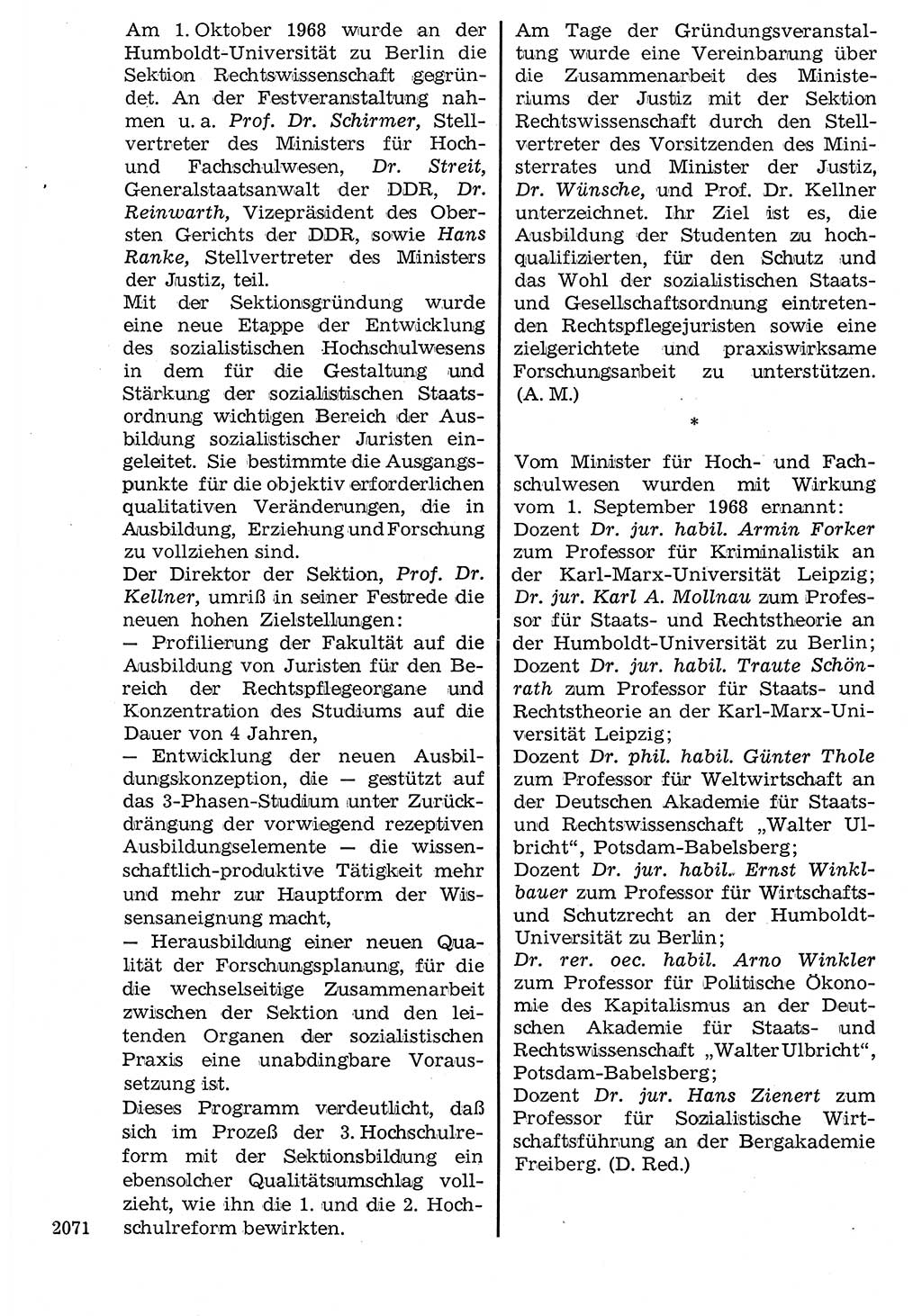 Staat und Recht (StuR), 17. Jahrgang [Deutsche Demokratische Republik (DDR)] 1968, Seite 2071 (StuR DDR 1968, S. 2071)