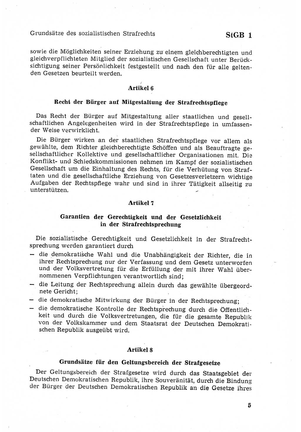 Strafgesetzbuch (StGB) der Deutschen Demokratischen Republik (DDR) 1968, Seite 5 (StGB DDR 1968, S. 5)