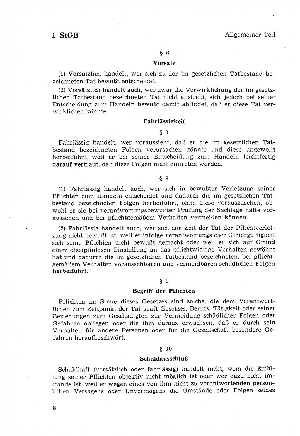 Strafgesetzbuch (StGB) der Deutschen Demokratischen Republik (DDR) 1968, Seite 8 (StGB DDR 1968, S. 8)