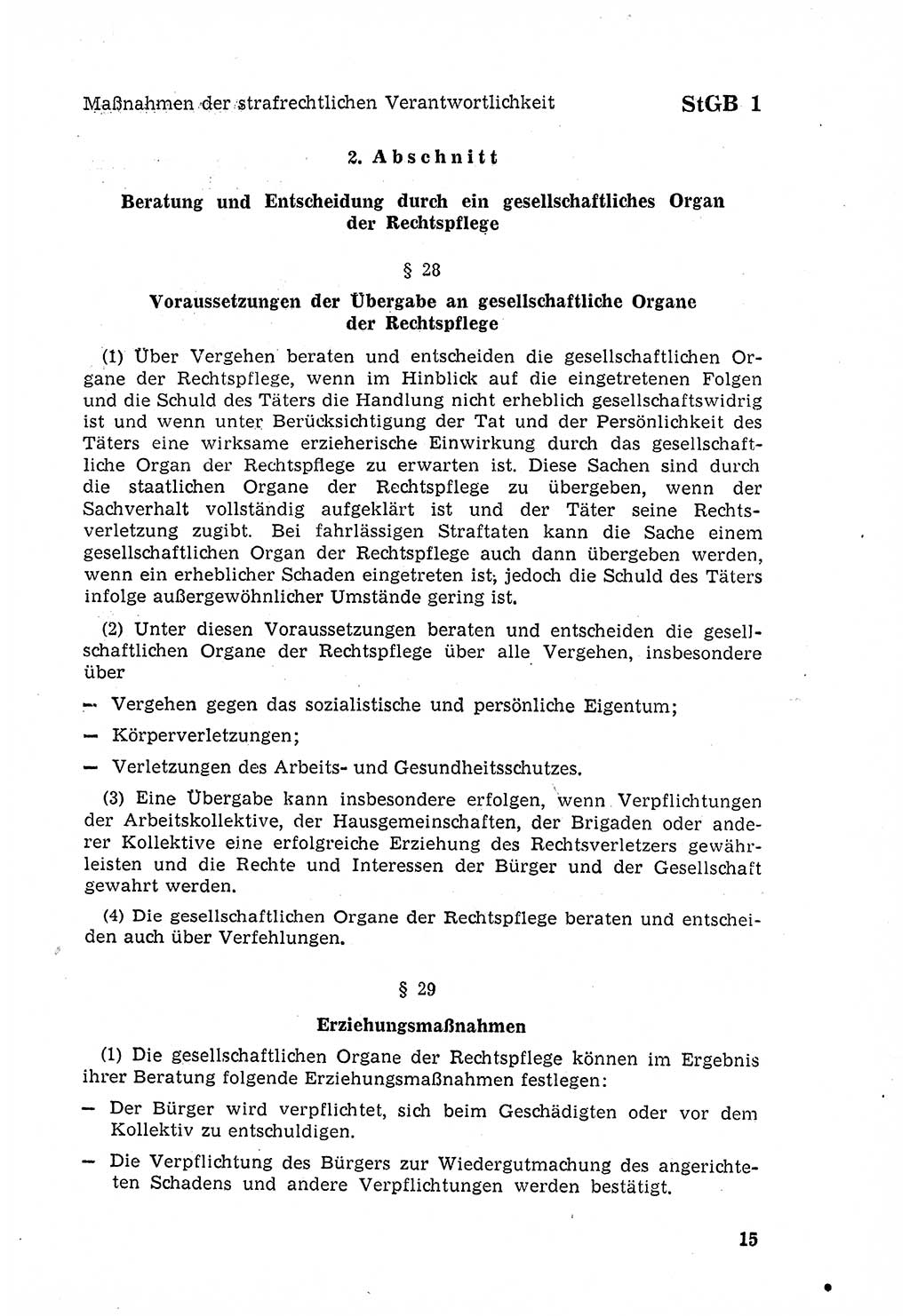 Strafgesetzbuch (StGB) der Deutschen Demokratischen Republik (DDR) 1968, Seite 15 (StGB DDR 1968, S. 15)